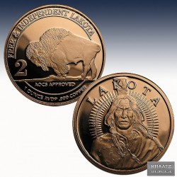 1 x 1 Oz Copper Round Lakota Sioux...