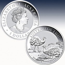 1 x 1 oz Silber 1$ Australien "Emu...