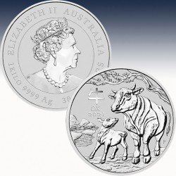 1 x 1 Kg Silber 30$ Australien Lunar...