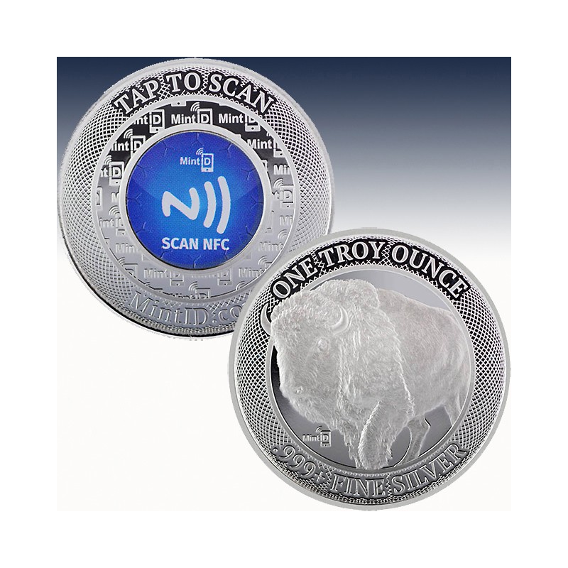 Buffalo 1 oz .999 Fine Silver Round MintID with NFC Scan Authentication