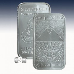 1 x 1 Oz Silverbar Silver Shield "No Lie" -BU-