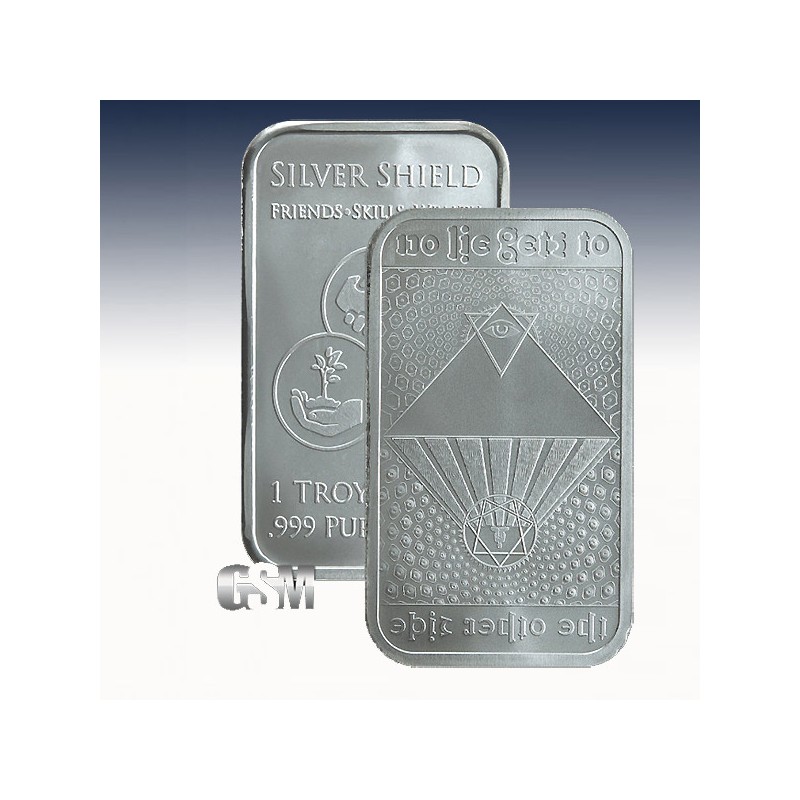 1 x 1 Oz Silverbar Silver Shield "No Lie" -BU-