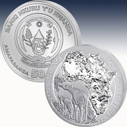 1 x 1 oz Silbermünze 50 RWF Rwanda...