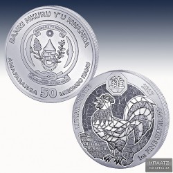 1 x 1 Oz Silber 50 RWF Ruanda "Lunar...