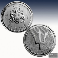 1 x 1 oz Silbermünze 1$ Barbados...