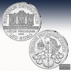 1 x 1 Oz Silbermünze 1,50€ Österreich...