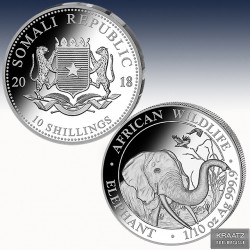 1 x 1/10 Oz Silbermünze 10 SH Somalia...