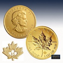 1 x 1 Oz Goldmünze 50$ Canada "Maple...