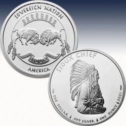1 x 1 Oz Silbermünze  $1 USA "Sioux...