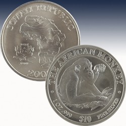 1 x 1 Oz Silbermünze $10 Somalia...