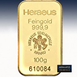 1 x 100 Gramm Goldbarren Heraeus...