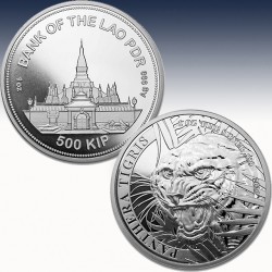 1 x 1 Silbermünze 500 KIP "Laos Tiger...