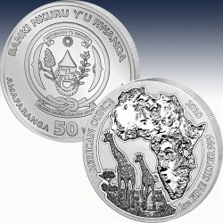 1 x 1 oz Silbermünze 50 RWF Rwanda...
