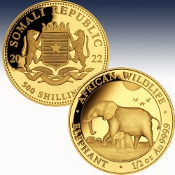 1 x 1/2 Oz Goldmünze 500 SH Somalia...
