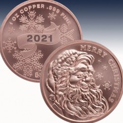 1 x 1 oz Copper Round "Merry...