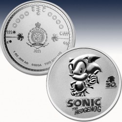 1 x 1oz Silbermünze 2$ Niue "Sonic...
