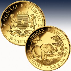 1 x 0,5 Gramm Goldmünze 20 SH Somalia...