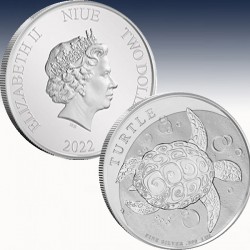 1 x 1 Oz Silbermünze 2$ Niue...