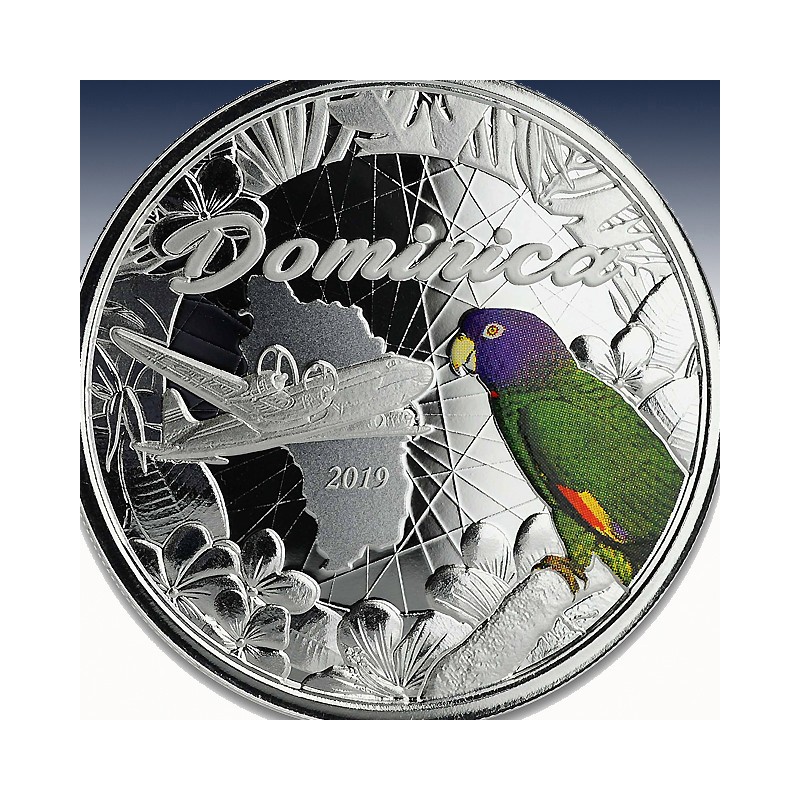 1 x 1 oz Silber 2$ Nature Isel "Dominica 2019" -Colorized-*