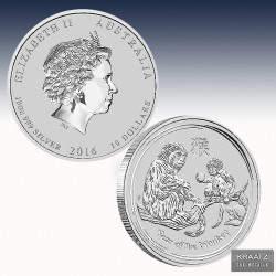 1 x 10 Oz Silbermünze Lunar II Jahr...