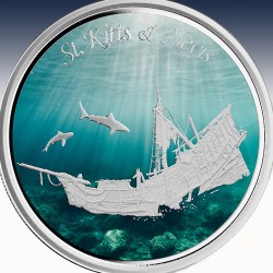1 x 1 oz Silber 2$ St.Kitts&Nevis...