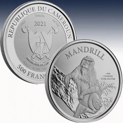1 x 1 oz Silbermünze 500 France CFA...