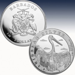 1 x 1 Oz Silbermünze 1$ Barbados...