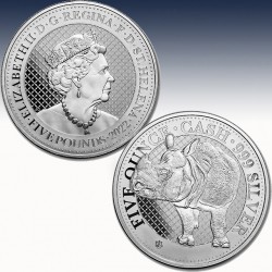 1 x 5 oz Silbermünzen £5 St. Helena...