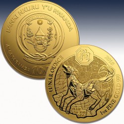 1 x 1 Oz Goldmünze 100 RWF  Ruanda...