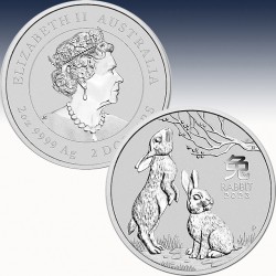 1 x 2 oz Silber 2$ Australien Lunar 3...