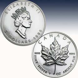 1 x 1 Oz Silbermünze 5$ Canada "Maple...