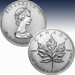 1 x 1 Oz Silbermünze 5$ Canada "Maple...