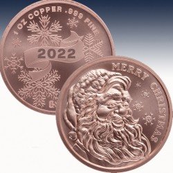 1 x 1 oz Copper Round "Merry...