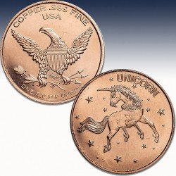 1 x 1 oz Copper Round "The Unicorn" -BU-