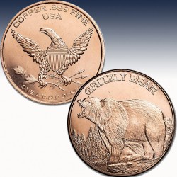 1 x 1 oz Copper Round "The Grizzly...