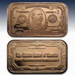 1 x 1 Oz Copper Bar "$1000 Grover...