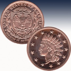 1 x 1 oz Copper Round "Indian Penny"...