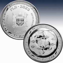 1 x 1 oz Silbermünze 1$ Fiji "Koi...