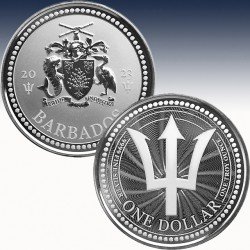 1 x 1 oz Silbermünze 1$ Barbados...