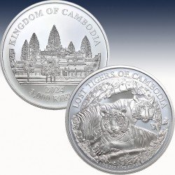 1 x 1 Oz Silbermünze 3000 KHR Kambodscha 