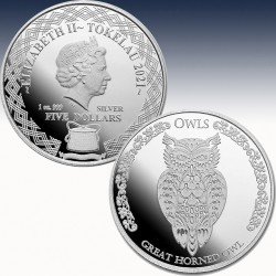 1 x 1 oz Silbermünze 5$ Tokelau...