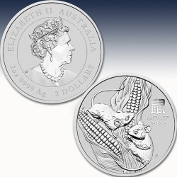 1 x 2 oz Silber 2$ Australien Lunar 3...