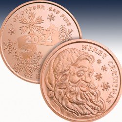 1 x 1 oz Copper Round "Merry...