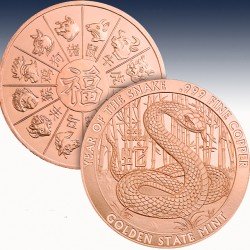 1 x 1 oz Copper Round Golden State...