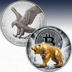 1 x 1 oz Silbermünze 1$ USA "BitCoin...