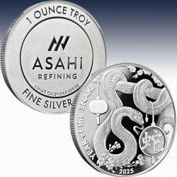1 x 1 Oz Silver Round Asahi Refining...