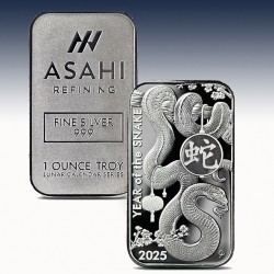 1 x 1 Oz Silver Bar Asahi Refining...