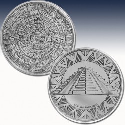1 x 1 oz Silver Round 9Fine "Aztec" -BU-