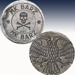 1 x 1 oz Hand Poured Silver Bar MK...