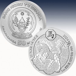 1 x 1 Oz Silbermedaille 50 RWF Ruanda...